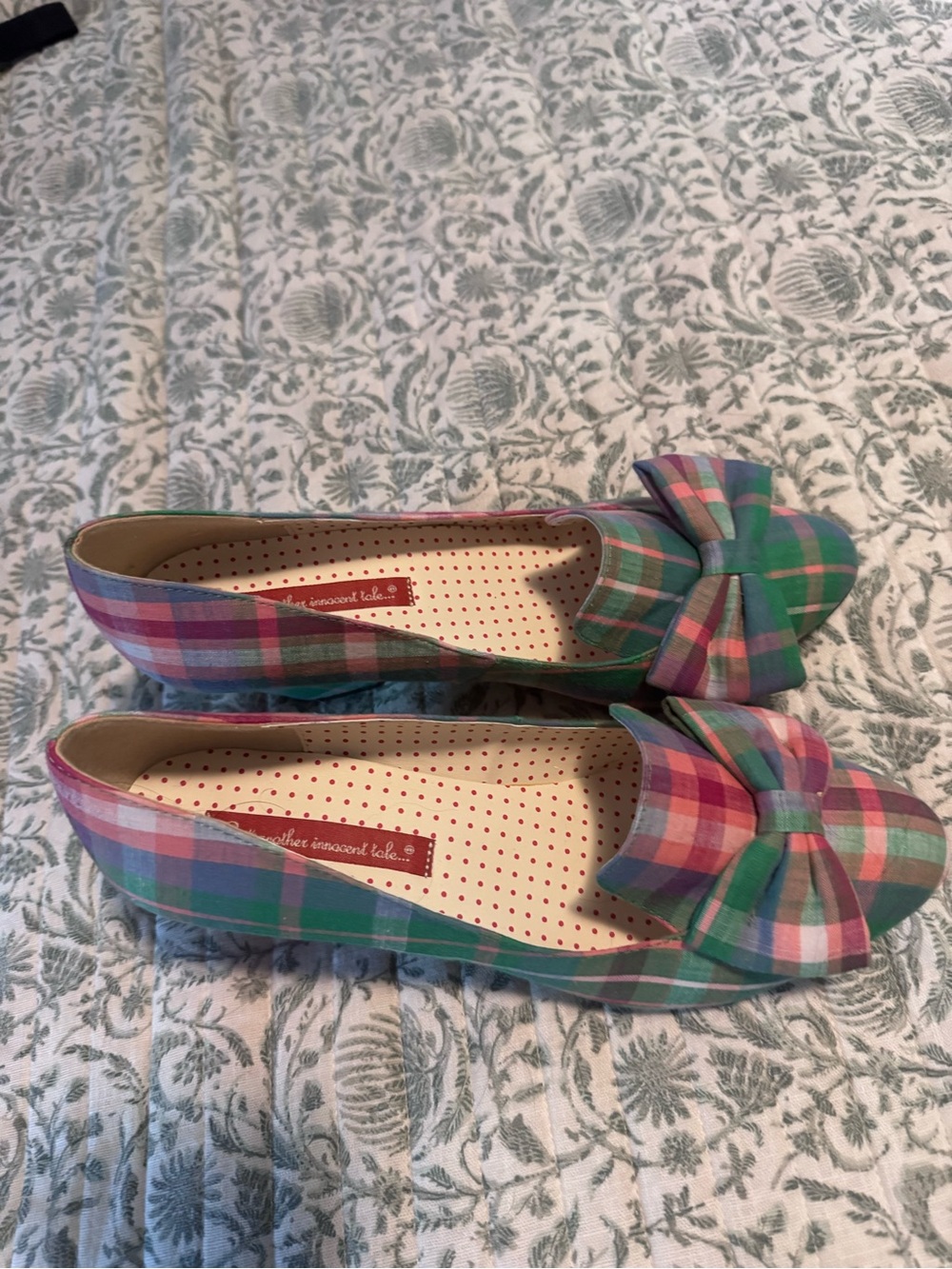 Plaid Pastel Block Heel Pumps - Pink Green Blue - Picture 3 of 4